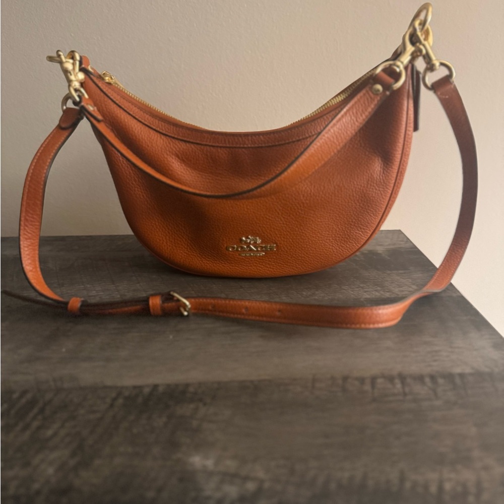 Coach Aria Shoulder Crossbody Bag in Refine Pebble Leather Sunset - NWOT